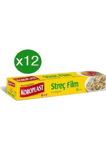 Streç Film 100 Metre x 12 Adet - Kesme Bıçağı Hediyeli (30CM*100M)