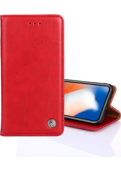 Samsung Galaxy A23 5g Kırmızı Için Retro Deri Kılıf