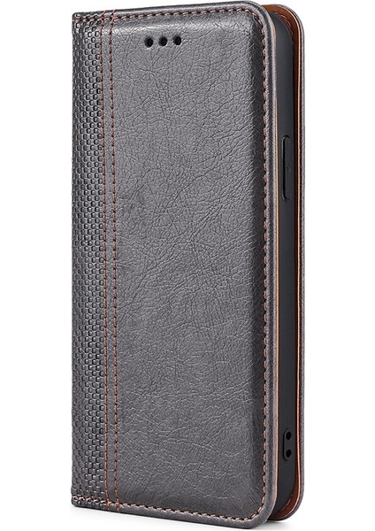 Samsung Galaxy F52 5g Gray Için Pu Phone Kılıfı
