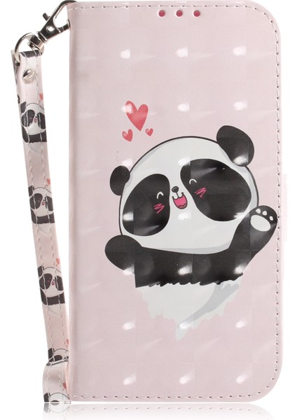 Samsung Galaxy A23 Heart Panda Için Deri Telefon Kılıfı