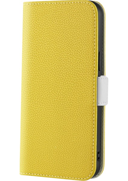 Iphone 13 Pro Max Yellow Için Litchi Doku Kılıfı