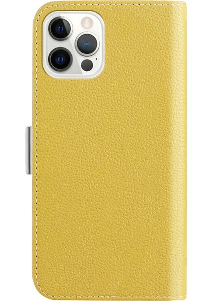 Iphone 13 Pro Max Yellow Için Litchi Doku Kılıfı fırsatları