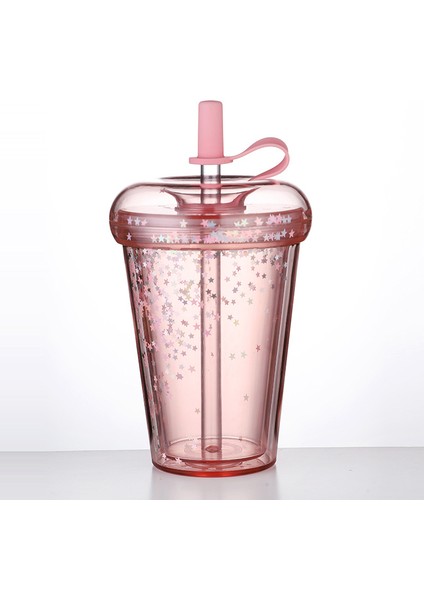 Çocuk Su Bardağı Yaz Donut Buz Bardağı Basit Şeffaf Öğrenci Hasır Bardak 520ML