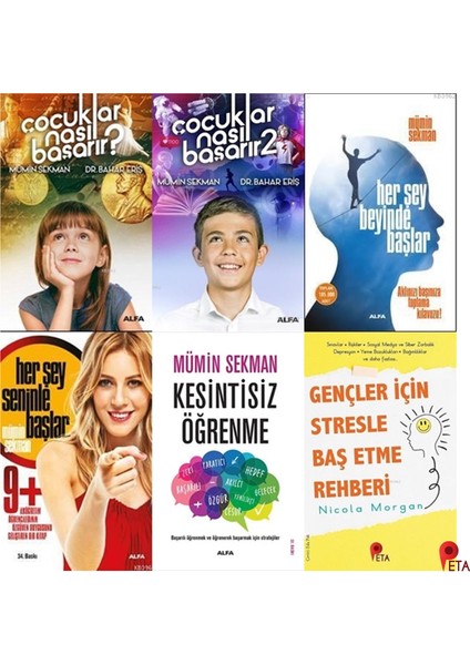 Mümin Sekman Çocuklar Için Başarı Seti (5 Kitap + Stres Kitabı): Çocuklar Nasıl Başarır? 1 - 2, Her Şey Seninle Başlar 9+, Beyinde Başlar, Kesintisiz Öğrenme