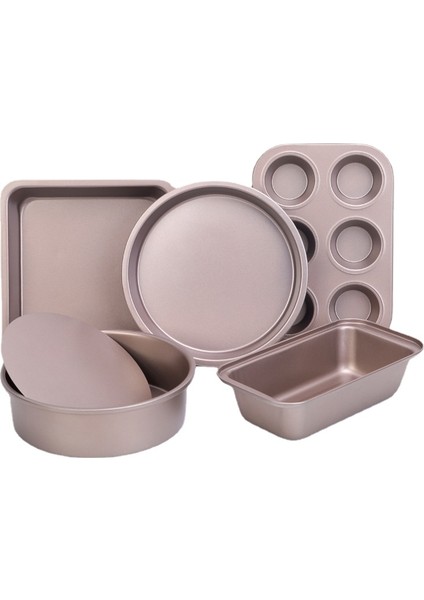 Yapışmaz Karbon Çelik Canlı Alt Kek Kalıbı 6'lı Set (Yurt Dışından)