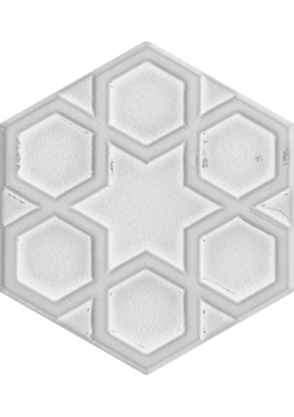 15X17 cm Rölyefli Yıldız Beyaz Altıgen Çini Karo
