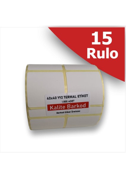 40X40 Yanyana 2 Li Termal Etiket | 15 Rulo Barkod Etiketi