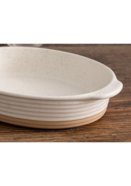 English Home Dots Stoneware Fırın Kabı 33,5 cm Beyaz