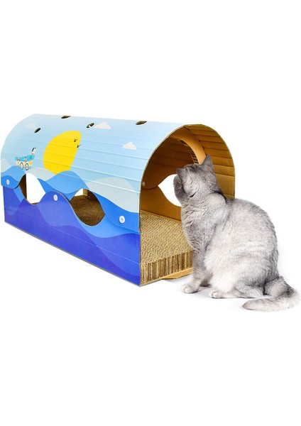 Oluklu Kedi Tüneli Kedi Oyuncakları - Mavi (Yurt Dışından)