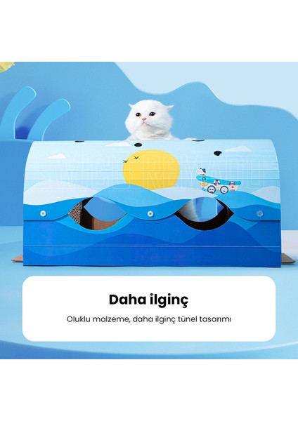 Oluklu Kedi Tüneli Kedi Oyuncakları - Mavi (Yurt Dışından)