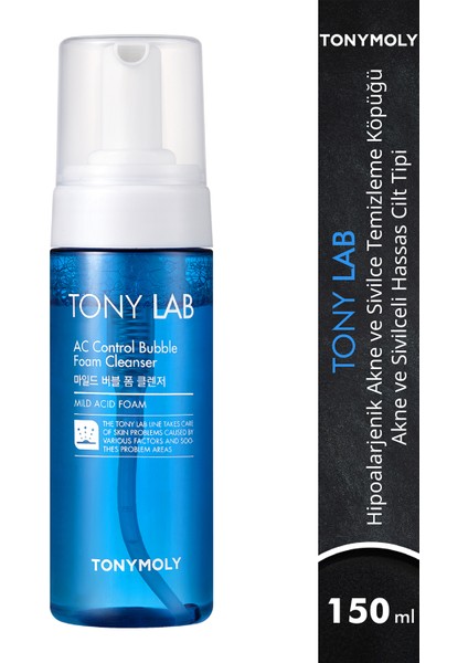 Yüz Temizleme Köpüğü Tony LAB ve Kontrol Düşük pH 5.5 Cilt Bakımı 150ml