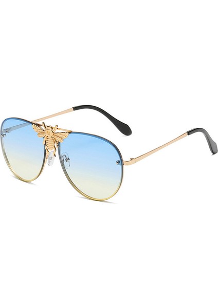 Vintage Tarz Unisex Güneş Gözlüğü - Mavi Sarı (Yurt Dışından)
