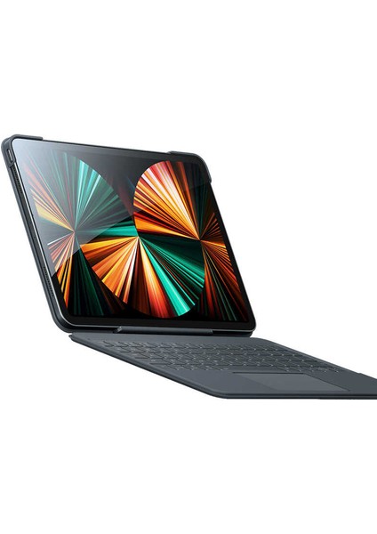 MTK Moveteck Apple iPad Pro 12.9 2020 (4.nesil) Kablosuz Magnetik Klavye Keyboard Trackpad  Çok Fonksiyonlu Typce Akıllı Kapatma Modu