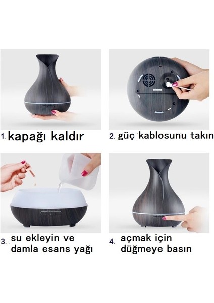 550 ml Aroma Difüzörü Buhar Ultrasonik Led Işıklı Oda Kokusu Hava Nemlendirici modelleri