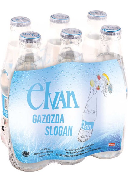 Gazoz  Karışık Meyve Aromalı 250 ml 6 lı Paket Cam Şişe