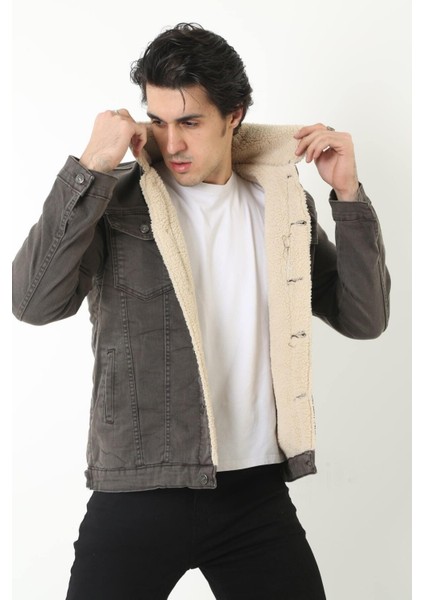 Erkek Içi Kürklü Kot Ceket