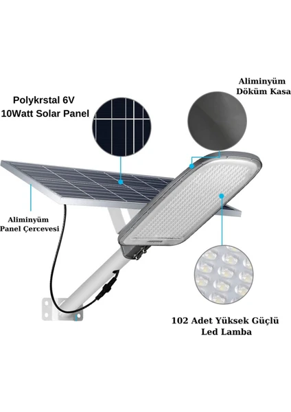 FL-3167 100WATT Güneş Enerjili Solar Sokak ve Bahçe Lambası