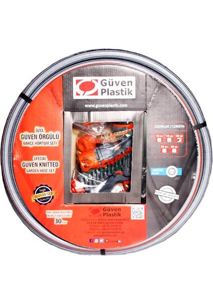 1/2" Özel Güven Örgülü Bahçe Hortum Seti Tabancalı(20 Metre)