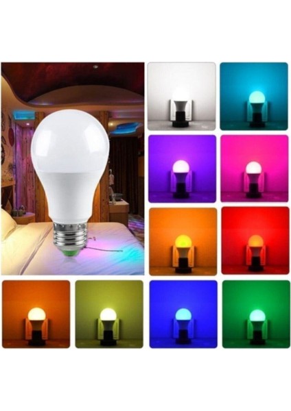 Uzaktan Kumandalı Rgb Led Ampul 9 Watt E27 Tasarruflu 16 Ton Işık