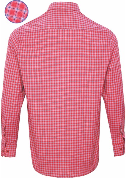 Erkek Venedik Kırmızı Uzun Kollu Klasik Kesim Gömlek fırsatları