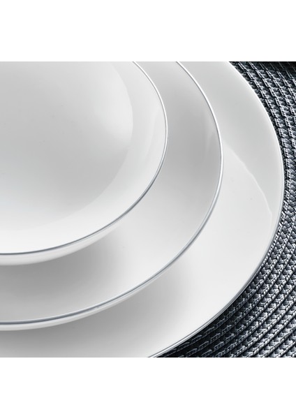 Atina 18 Parça 6 Kişilik Bone Yemek Takımı Gümüş