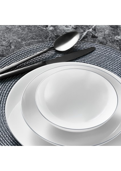Atina 18 Parça 6 Kişilik Bone Yemek Takımı Gümüş