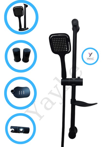 Mat Siyah Kardelen Sürgülü Duş Seti Banyo Duş Takımı modelleri