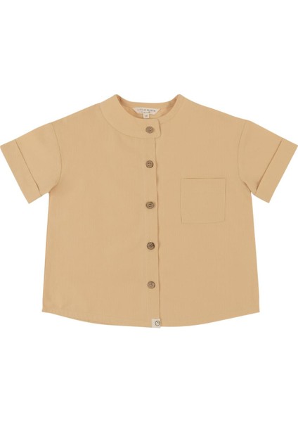 Organik Pamuk Kısa Kollu Çocuk Gömlek Sarı Organik Pamuk