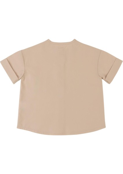 Organik Pamuk Kısa Kollu Çocuk Gömlek Bej Organik Pamuk modelleri