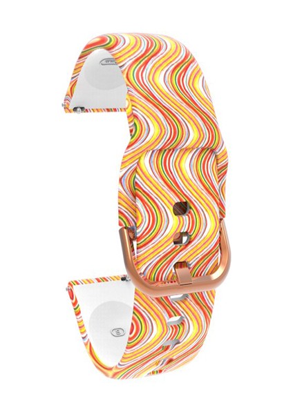 Fossil Watch Gen 6 Için Desenli Silikon Kordon Dalgalı Gökkuşağı