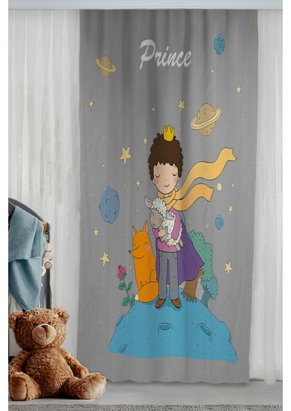 Küçük Prens ve Tilki Çocuk Odası Çift Kanatlı Fon Perde