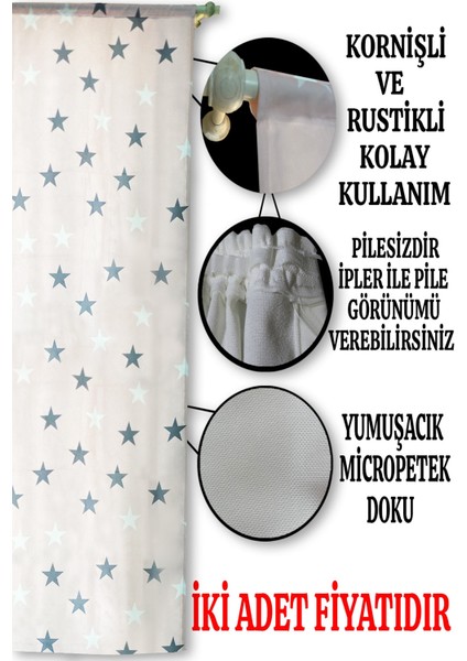 Gökkuşağı Unicorn Yıldız ve Bulutlu Çocuk Odası Çift Kanatlı Fon Perde fiyatları