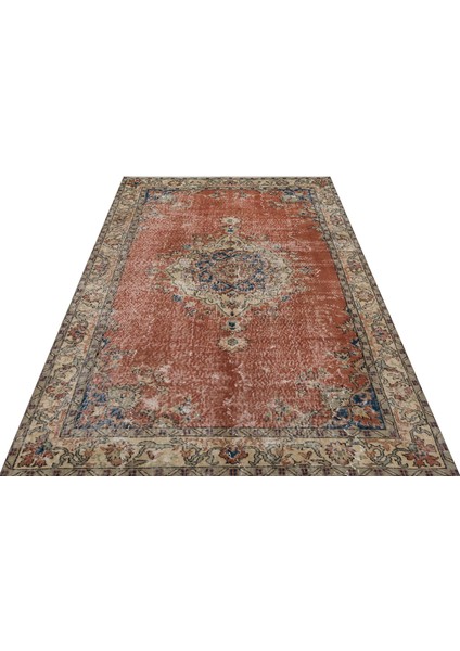 El Dokuma Vintage Eskitme Halı 157 x 239 cm 8738 cm