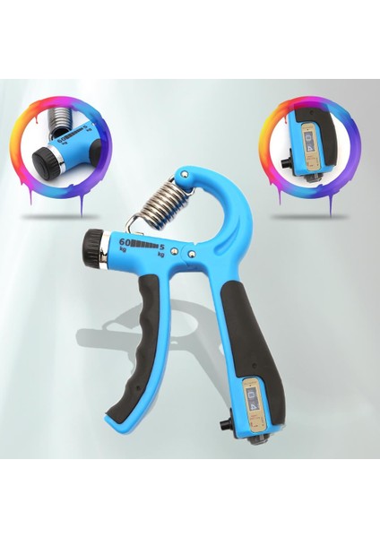 Mavi 5-60 kg Ayarlanabilir El Yay Hand Trainer - Ayarlanabilir El Yayı El Yayı