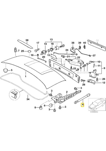 Bmw Uyumlu Z3 Frow Bagaj Amortisörü 750N 51248410755