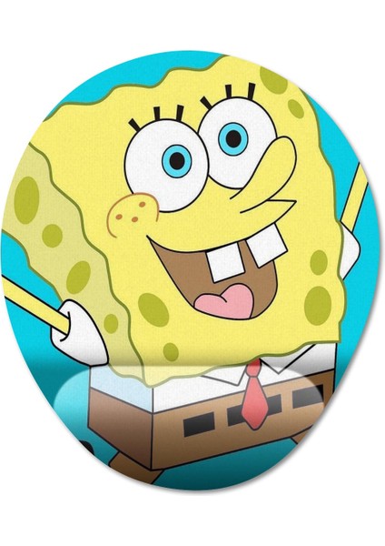 Sünger Bob Kare Şort - Spongebob Bilek Destekli Mousepad Model - 3 Oval