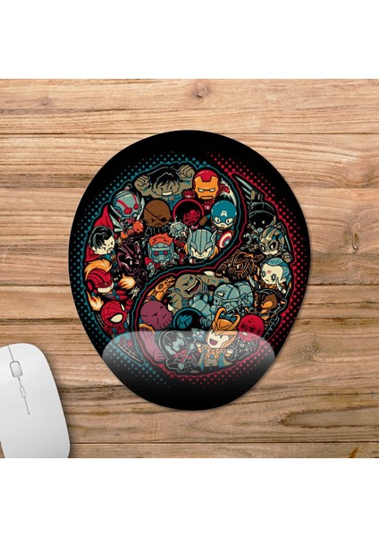 Marvel Avengers Chibi Bilek Destekli Mousepad Model - 1 Oval