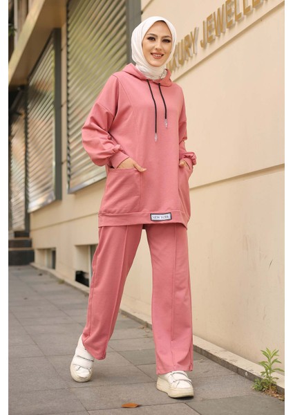 Pudra Önü Etiketli İki İplik Tesettür Takım