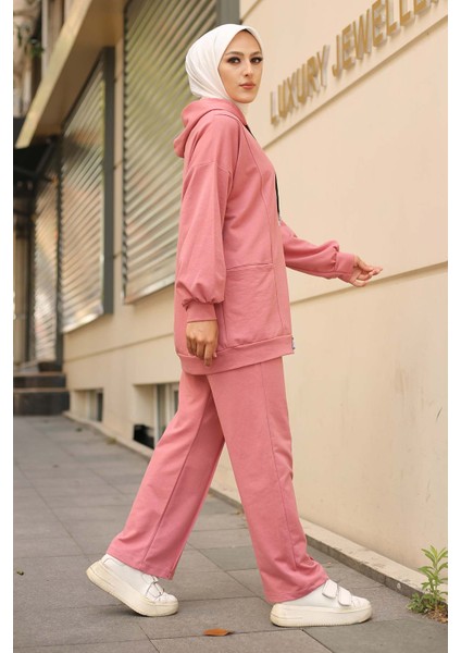 Pudra Önü Etiketli İki İplik Tesettür Takım modelleri