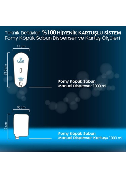 Köpük Sabun Dispenseri 1000 ml / 4 Adet - Beyaz