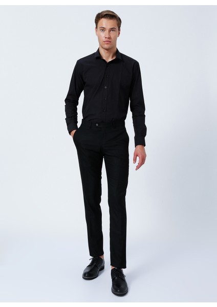 Normal Bel Normal Paça Slim Fit Siyah Erkek Pantolon PN1014300198