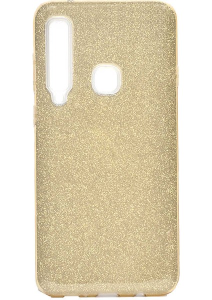 Galaxy A9 2018 Kılıf Simli Parlak Silikon- Gold