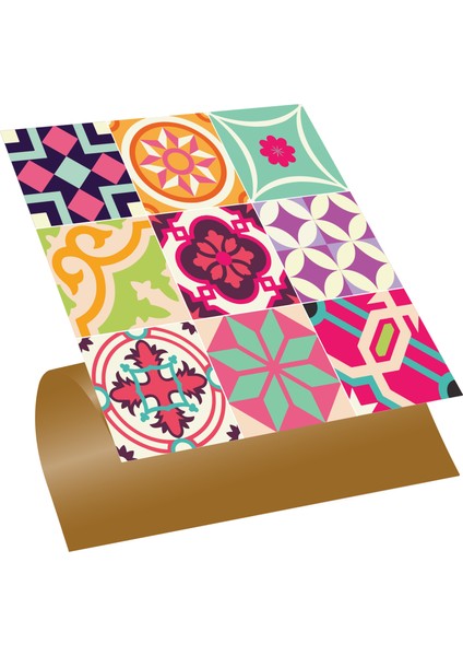 Kendinden Yapışkanlı Colorful Desenli Pvc Karo 30x30 cm 4 Adet 0,36 M2
