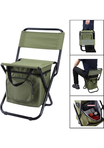 Depolama Çantası ve Backrest ve Isı Koruma Fonksiyonu ile Dış Mekan Katlanır Sandalye (Yurt Dışından)