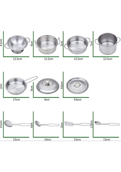 22 Adet Paslanmaz Çelik Çocuk Evi Mutfak Tencere Tavaları Pretend Seti (Yurt Dışından)