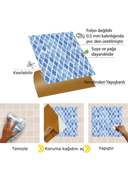 Kendinden Yapışkanlı Pop Serenity Desenli Pvc Karo 30x30 cm 4 Adet 0,36 M2