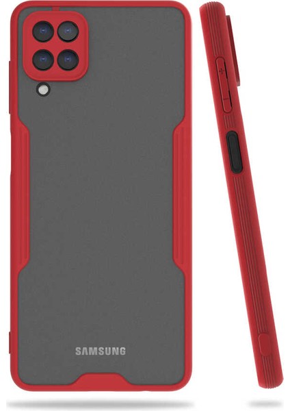 Galaxy M12 Kılıf Arkası Mat Kamera Korumalı Silikon - Kırmızı
