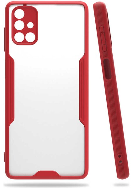 Galaxy M51 Kılıf Arkası Mat Kamera Korumalı Silikon - Kırmızı