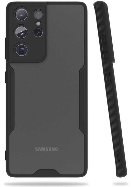 Galaxy S21 Ultra Kılıf Arkası Mat Kamera Korumalı Silikon - Siyah