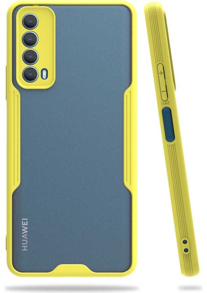 Huawei P Smart 2021 Kılıf Arkası Mat Kamera Korumalı Silikon - Sarı